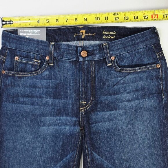 7 For All Mankind Size 31X36 Womens Kimmie Bootcut Blue Denim Jeans NWT USA - Picture 3 of 13